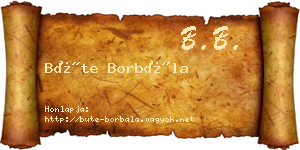 Büte Borbála névjegykártya